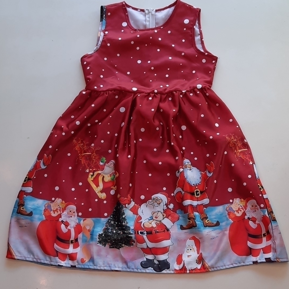 Red sleeveless Christmas holiday Santa dress 7